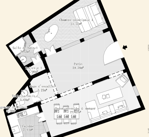 plan 88 m2 rdc